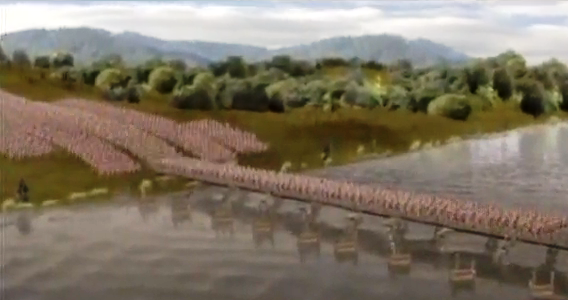 Rhine river bridge - 8 legions go across (40,000 men) History of Project Management